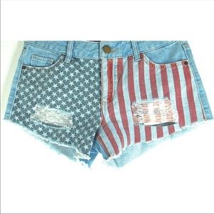 American Flag Cut Off Shorts